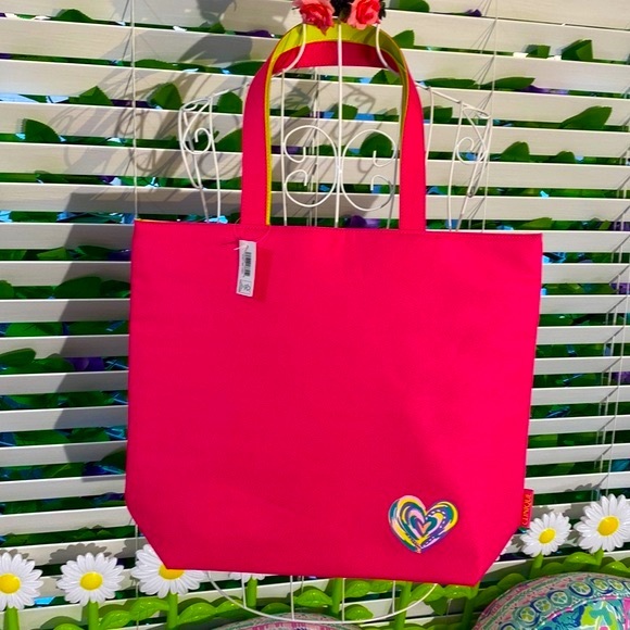 NEW! Lancôme hot pink and neon yellow tote - Picture 1 of 8